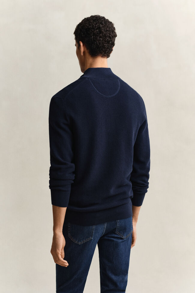 Textured Cotton Half-Zip Sweater