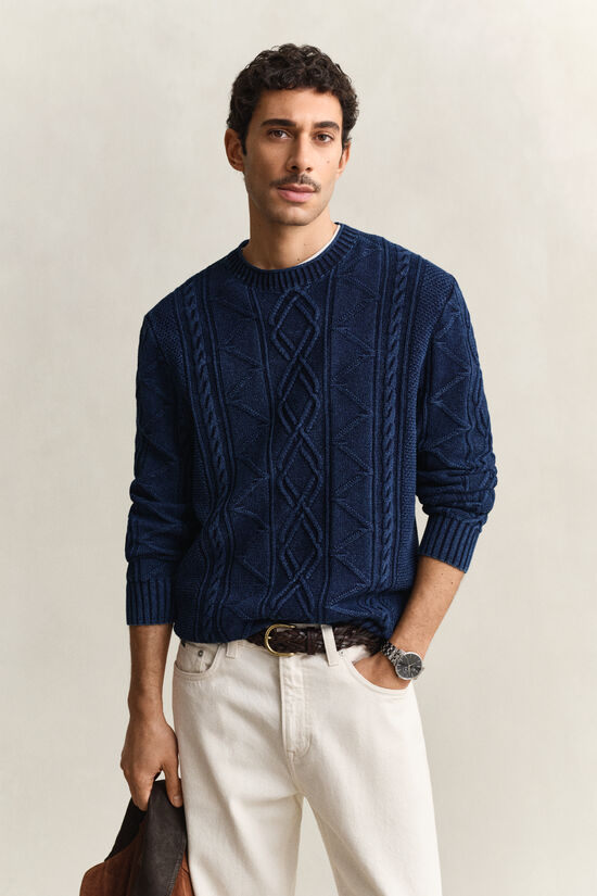 Indigo Cable Knit Sweater