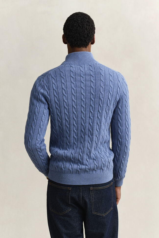 Cotton Cable Knit Half-Zip Sweater