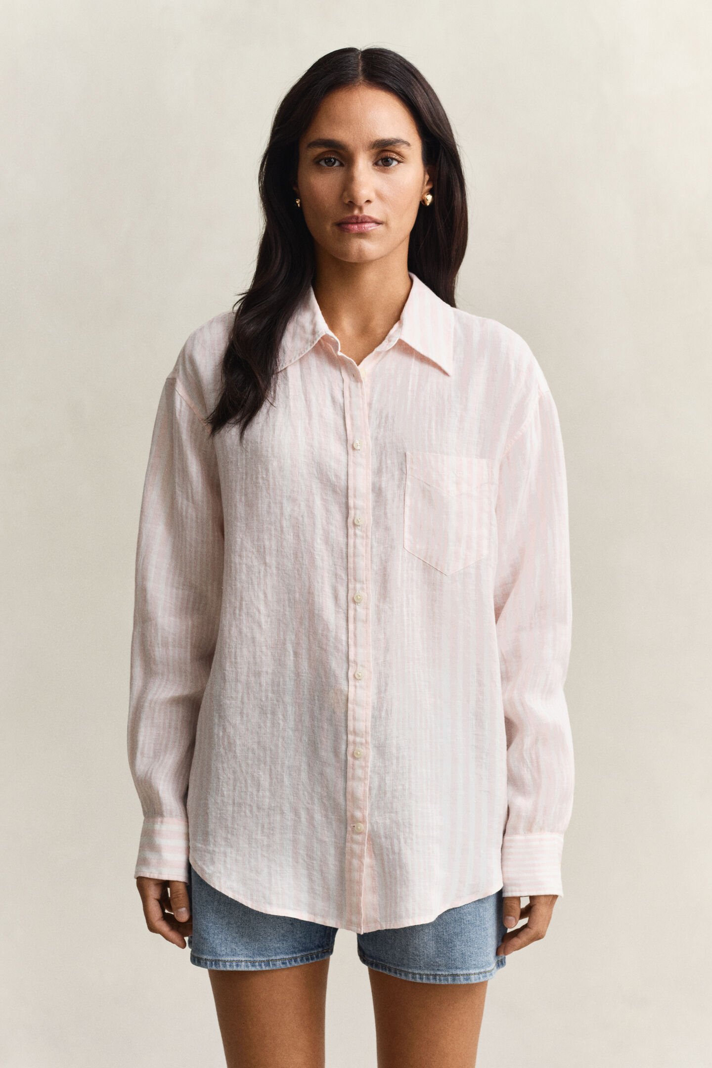 Relaxed Fit Striped Linen Shirt