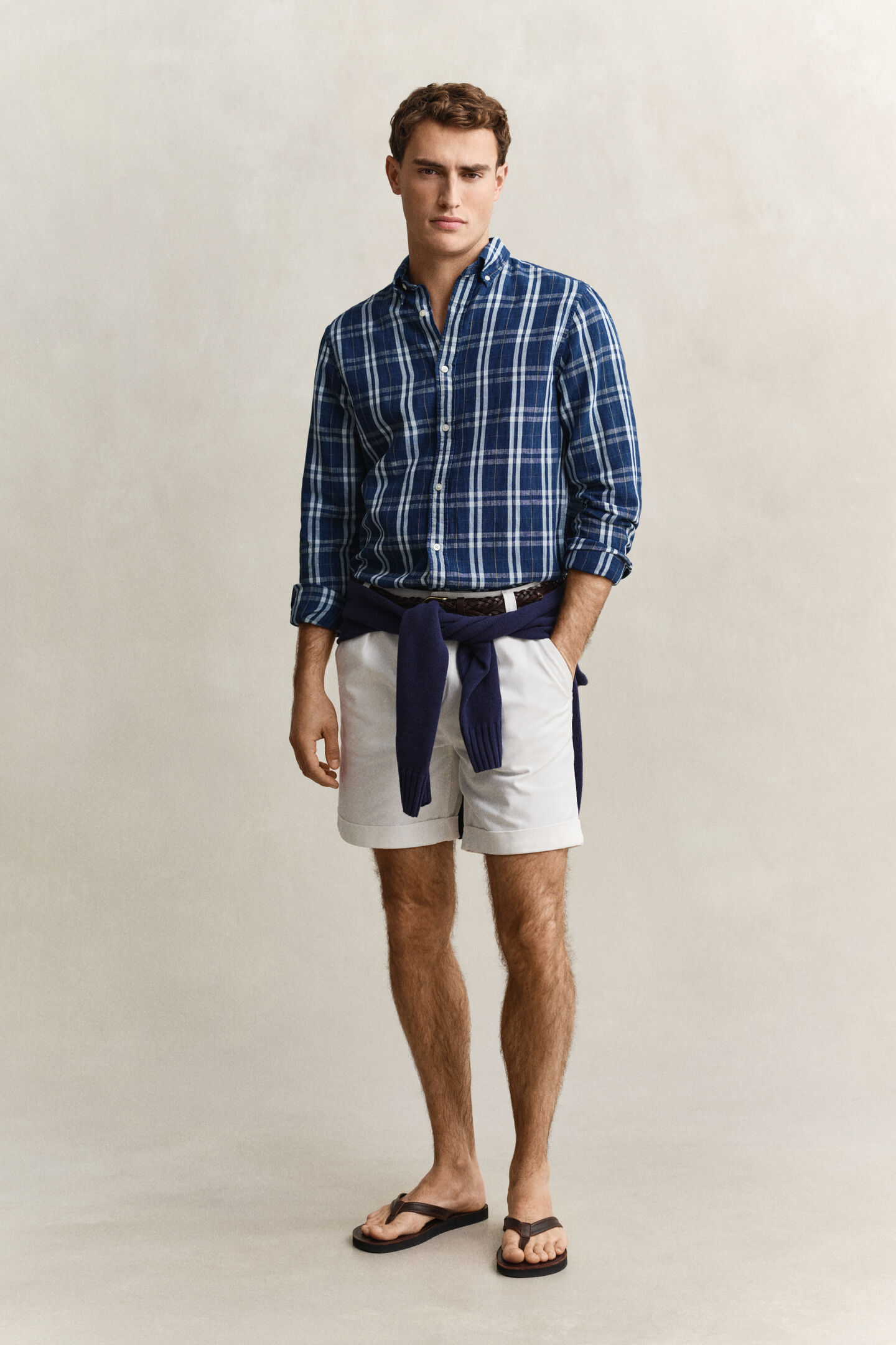 Cotton Linen Checked Shirt