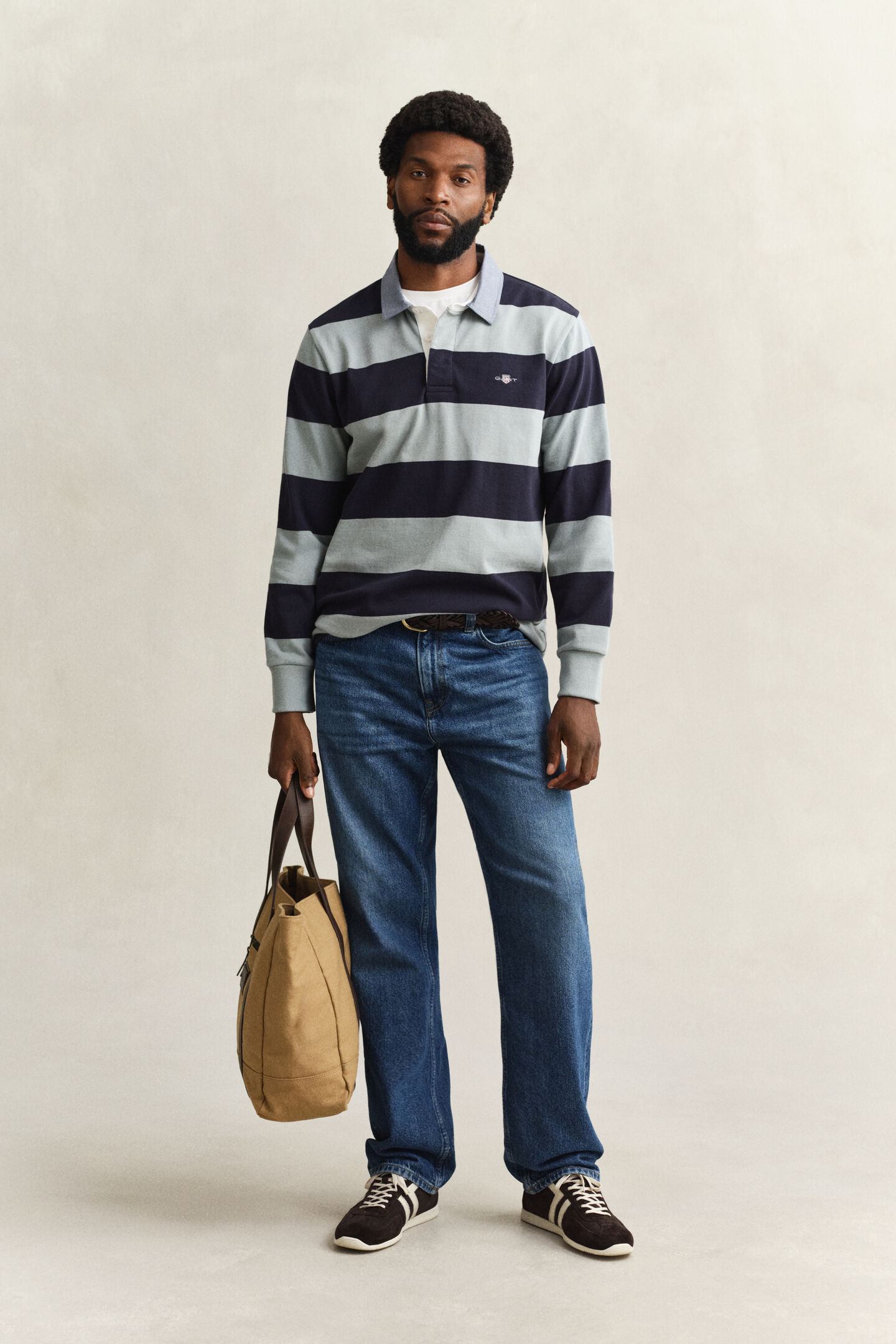 Chambray Collar Striped Heavy Rugger
