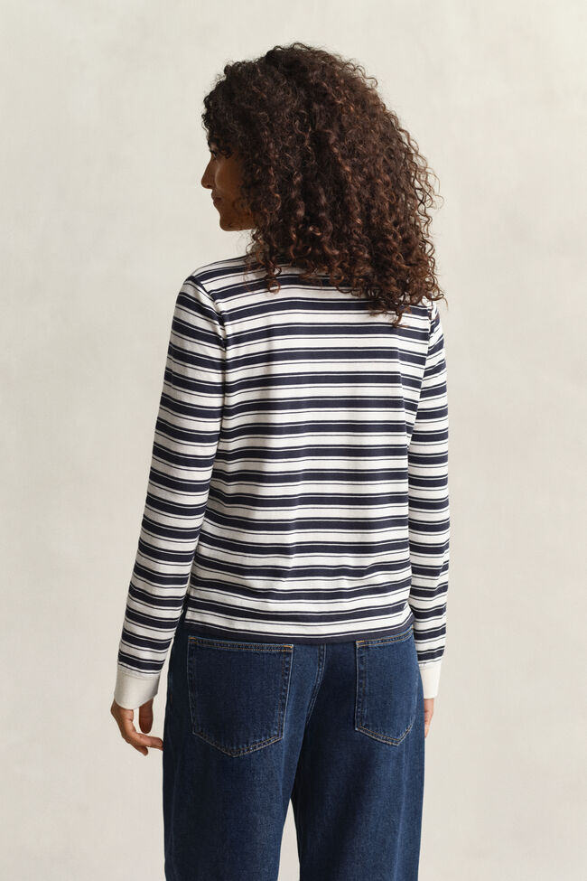 Striped Long Sleeve Polo Shirt
