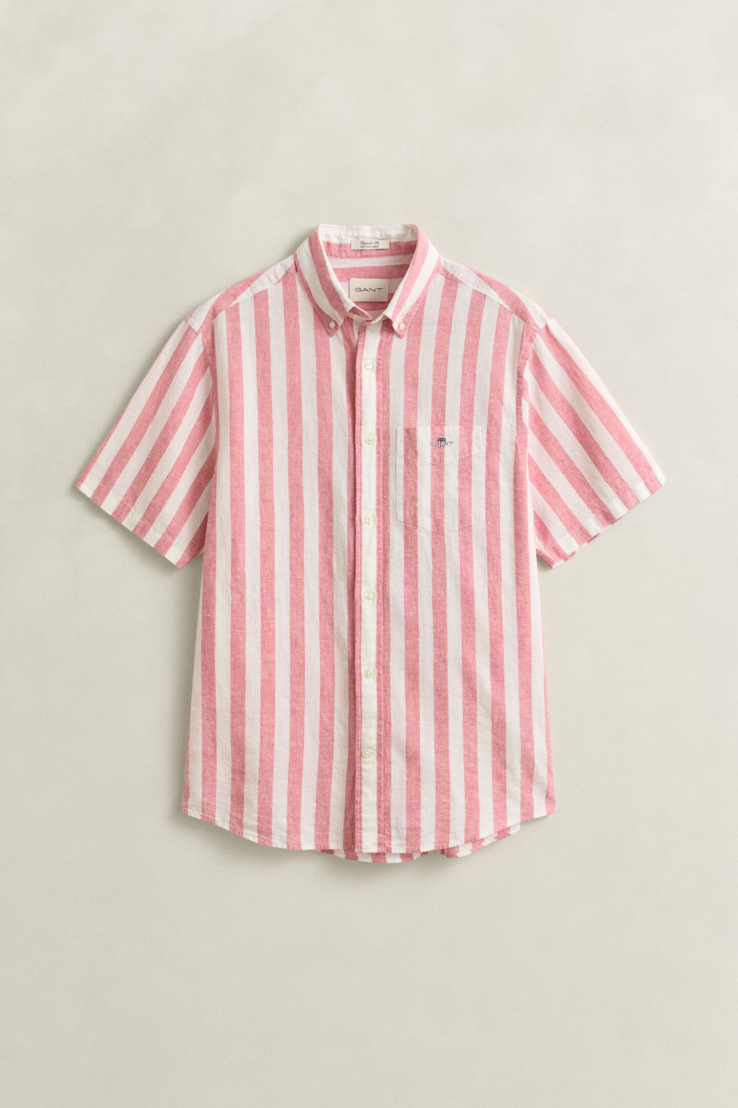 Striped Linen Blend Short Sleeve Shirt