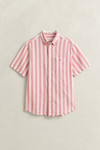 Striped Linen Blend Short Sleeve Shirt