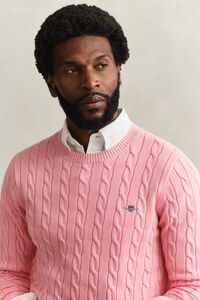 Cotton Cable Knit Crew Neck Sweater