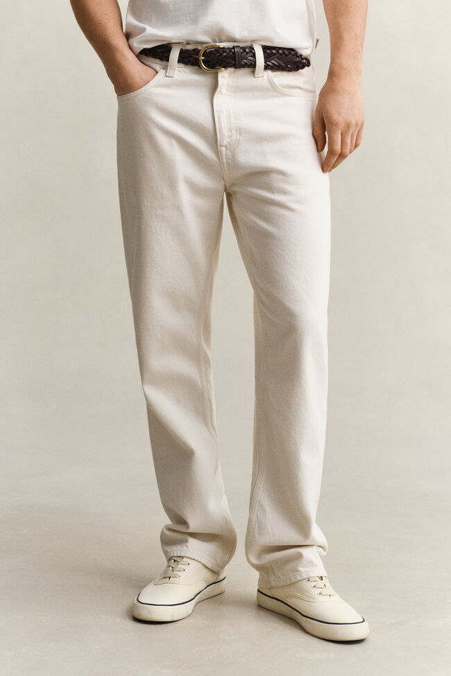 Straight Fit Ecru Jeans