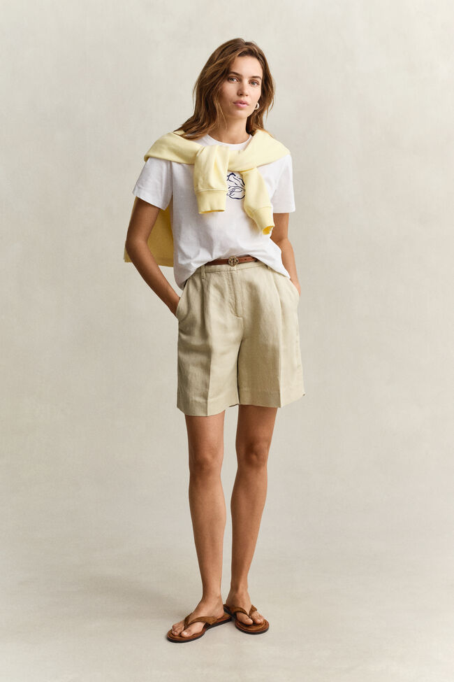 Tailored Linen Blend Shorts