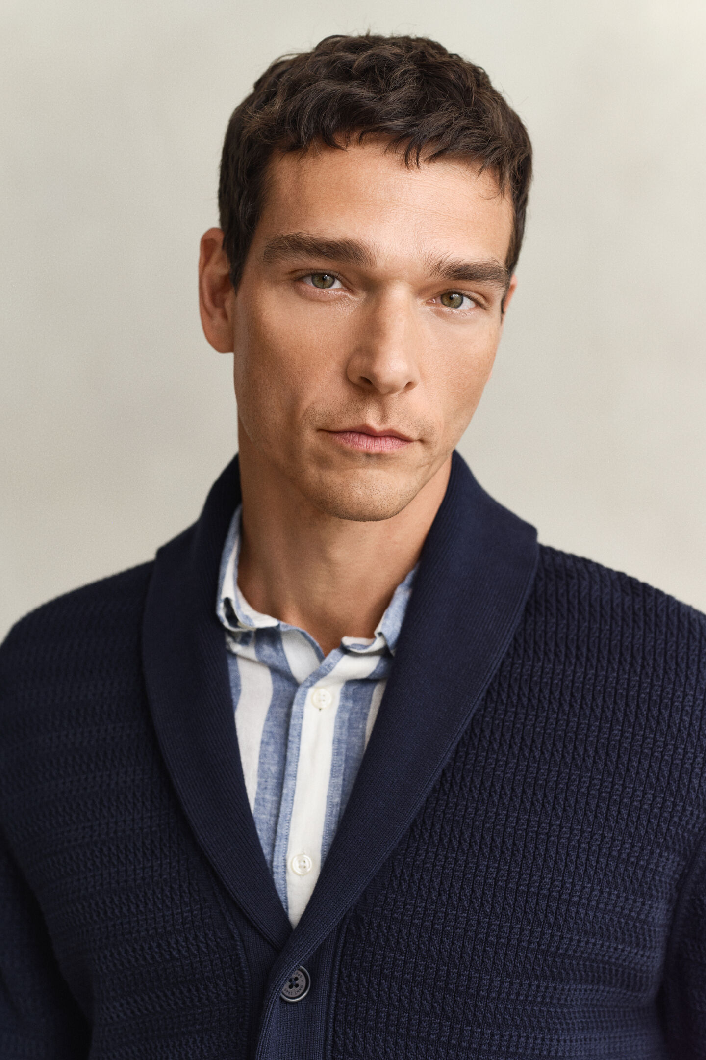 Cable Knit Shawl Collar Cardigan