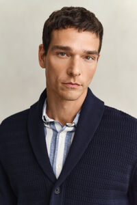 Cable Knit Shawl Collar Cardigan