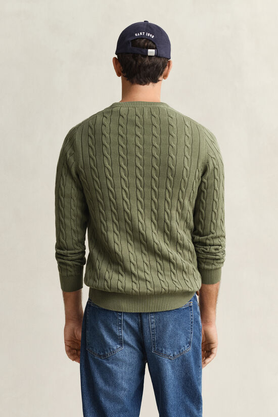Cotton Cable Knit Crew Neck Sweater