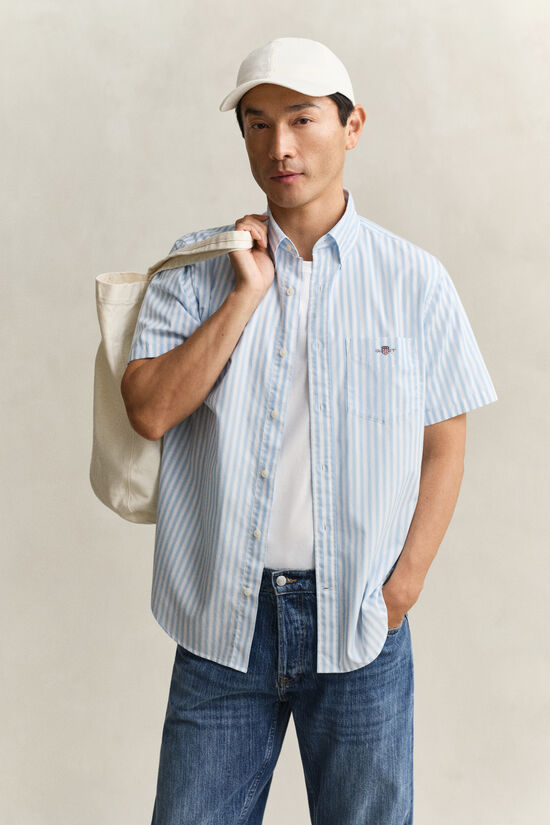 Striped Classic Poplin Short Sleeve Shirt