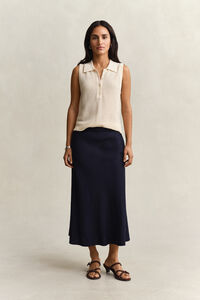 Flared Linen Blend Skirt