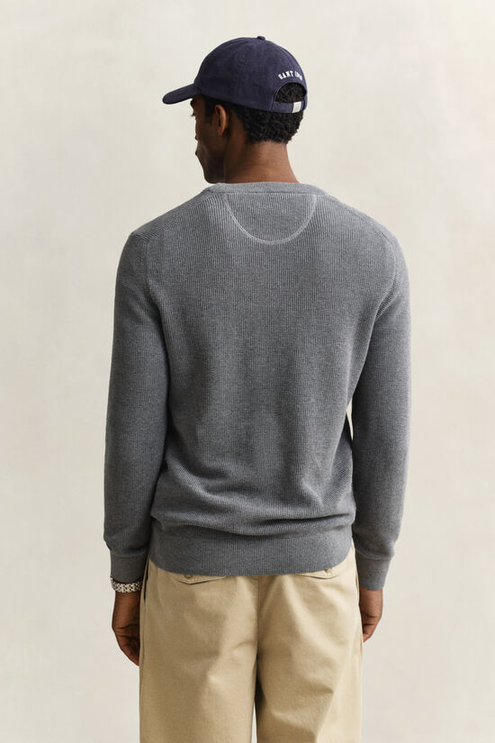 Textured Cotton Crew Neck Sweater