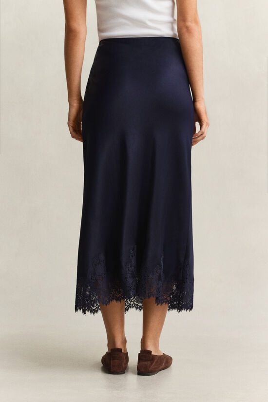 Satin Lace Midi Skirt