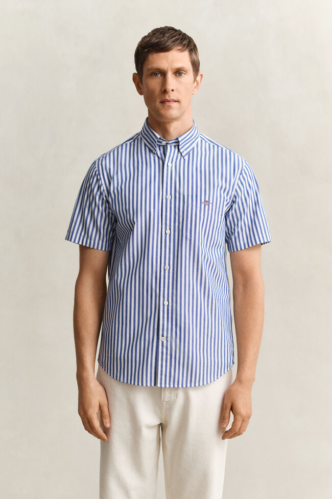 Striped Classic Poplin Short Sleeve Shirt