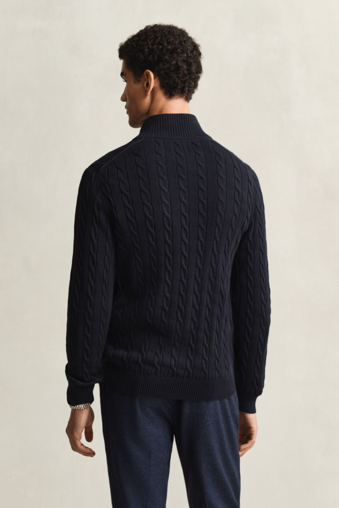 Cotton Cable Knit Half-Zip Sweater