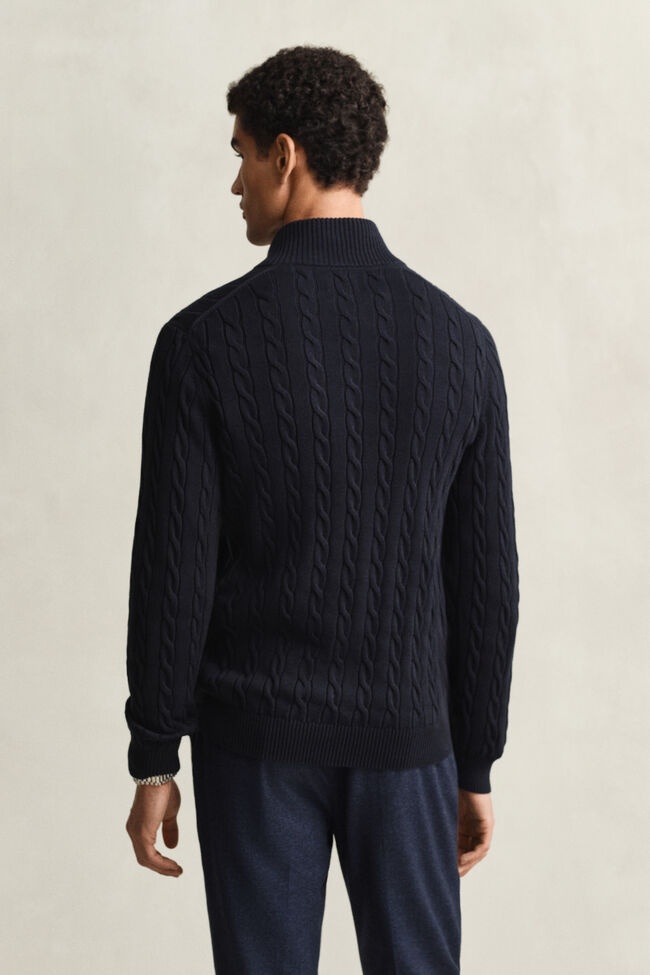 Cotton Cable Knit Half-Zip Sweater