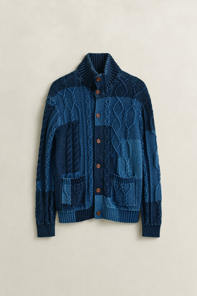 Cable Knit Patchwork Cardigan