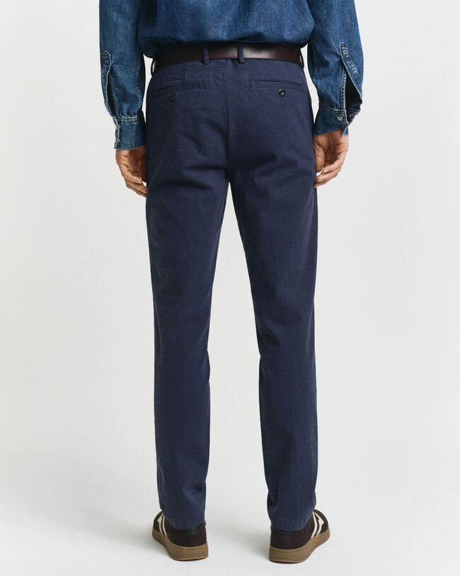 Slim Fit Cotton Herringbone Pants