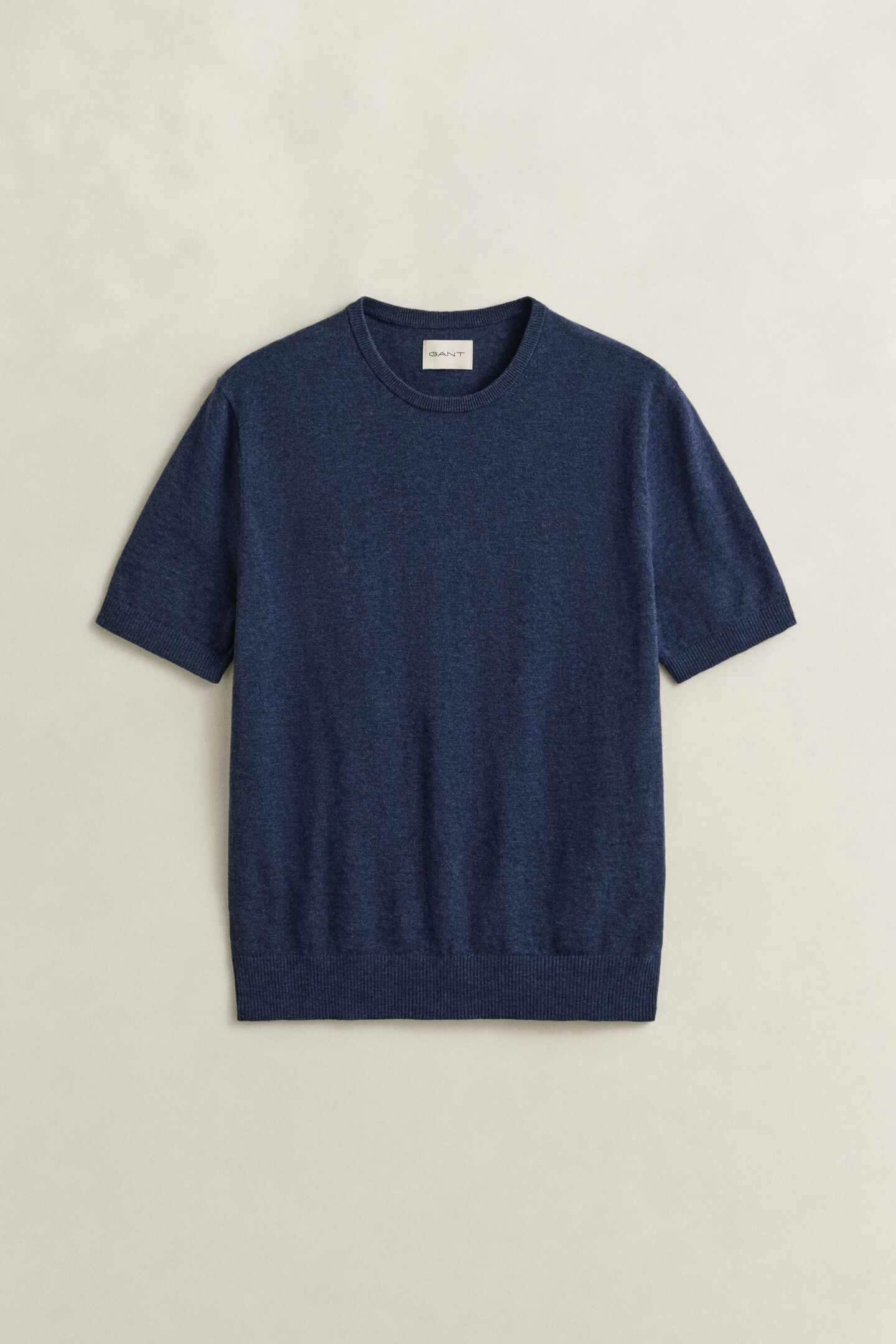 Slub Cotton Blend Short Sleeve Sweater