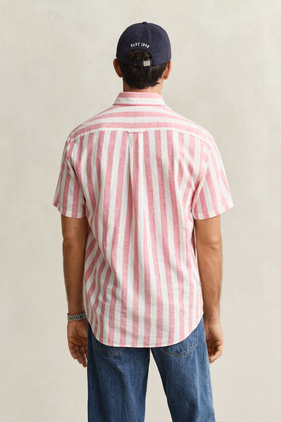 Striped Linen Blend Short Sleeve Shirt