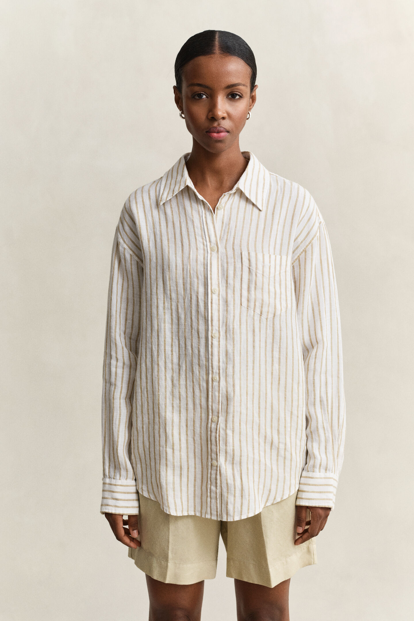Relaxed Fit Striped Linen Shirt