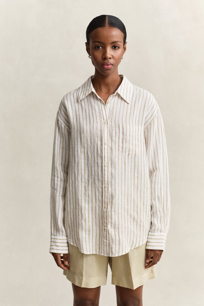 Relaxed Fit Striped Linen Shirt