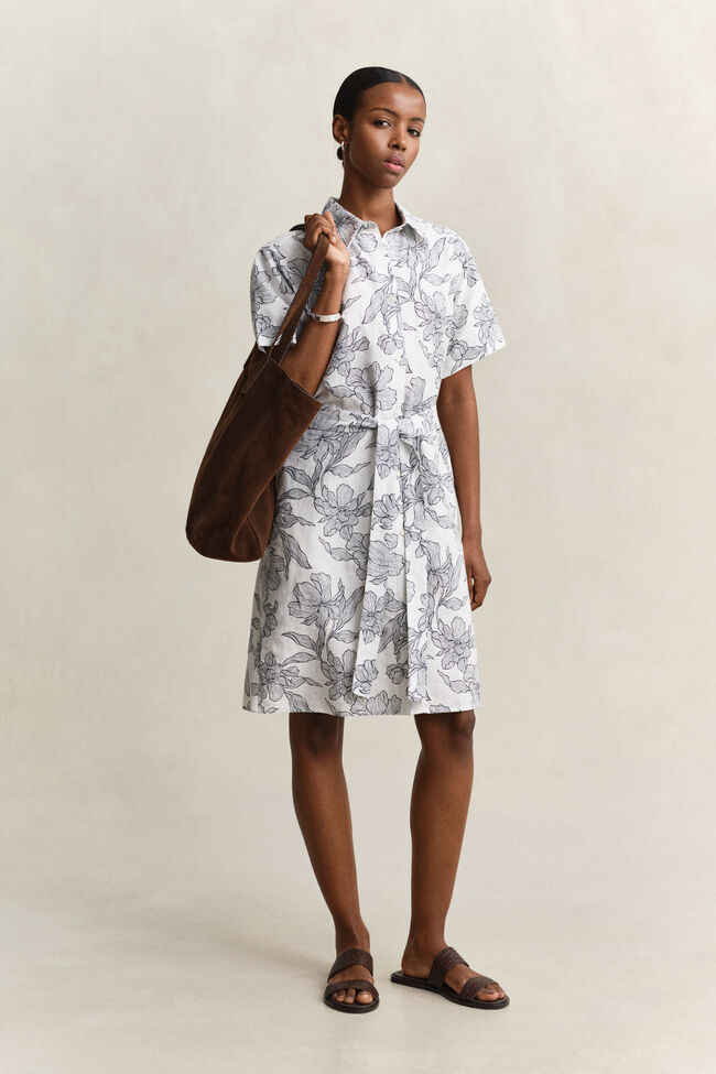 Floral Linen Shirt Dress