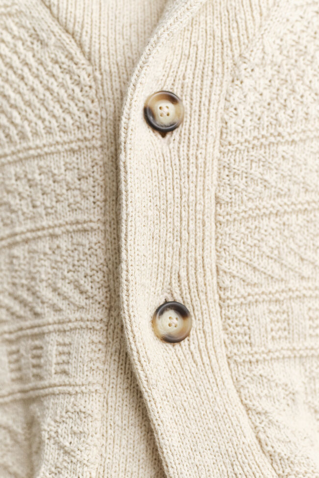 Textured Cotton Blend Cardigan