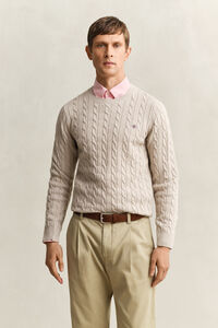 Cotton Cable Knit Crew Neck Sweater