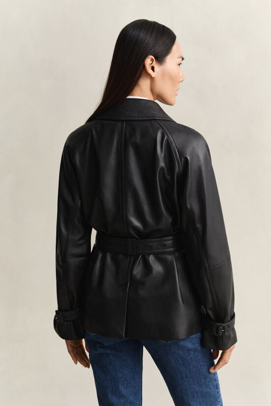 Short Leather Trench Coat