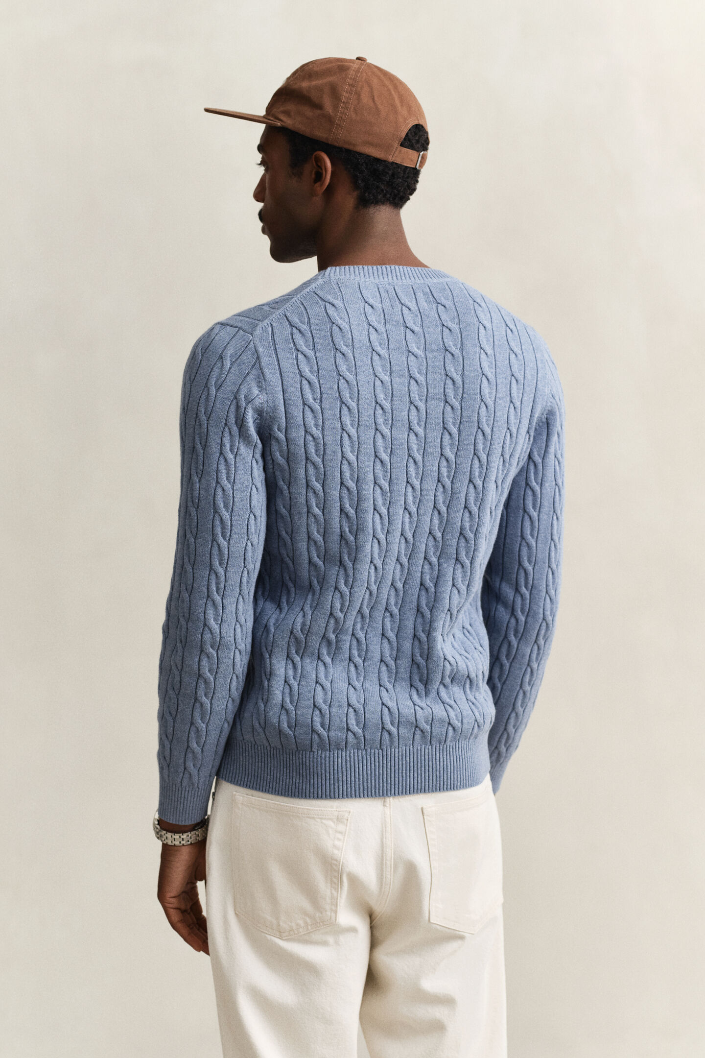 Cotton Cable Knit Crew Neck Sweater