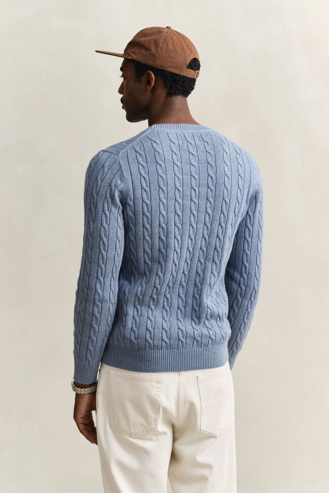 Cotton Cable Knit Crew Neck Sweater