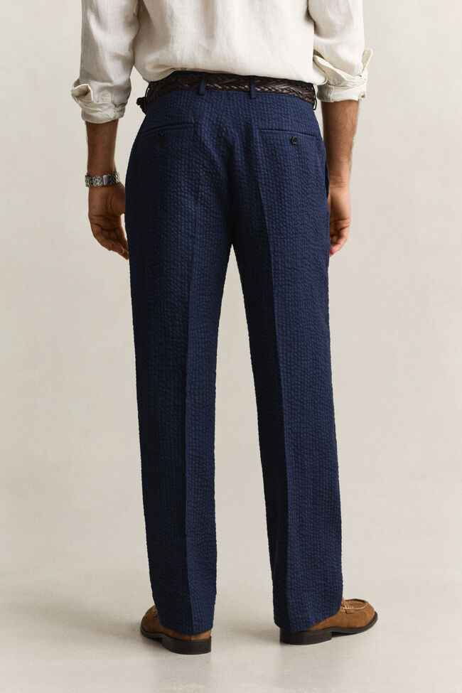 Indigo Seersucker Suit Pants