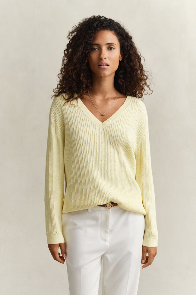 Cable Knit V-Neck Sweater