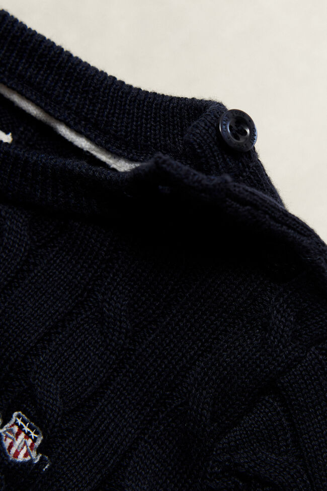 Girls Shield Cable Knit Sweater