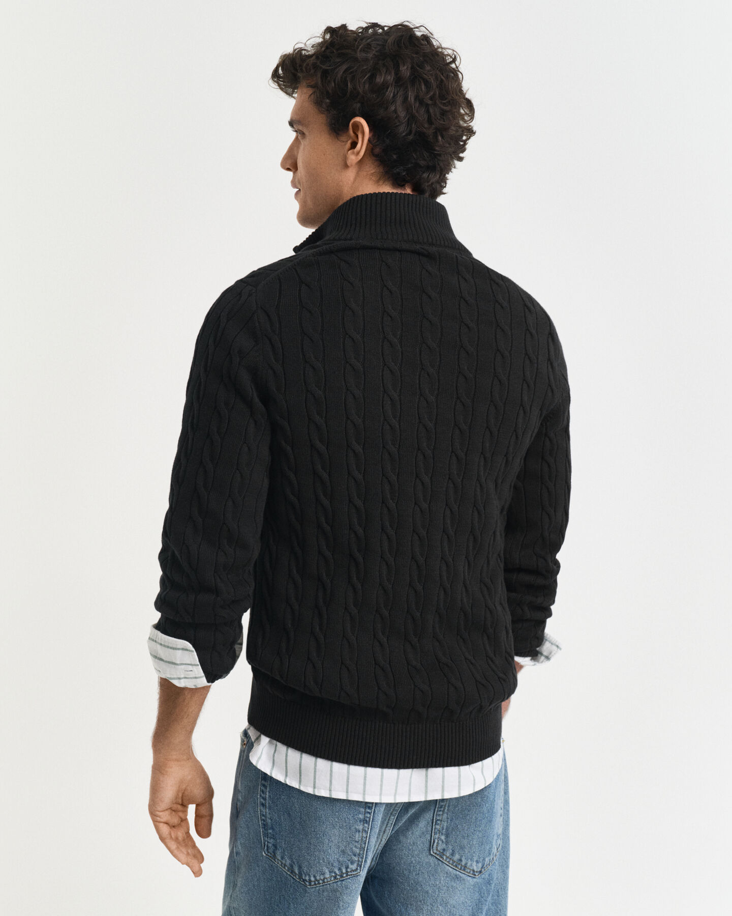 Cotton Cable Knit Half-Zip Sweater