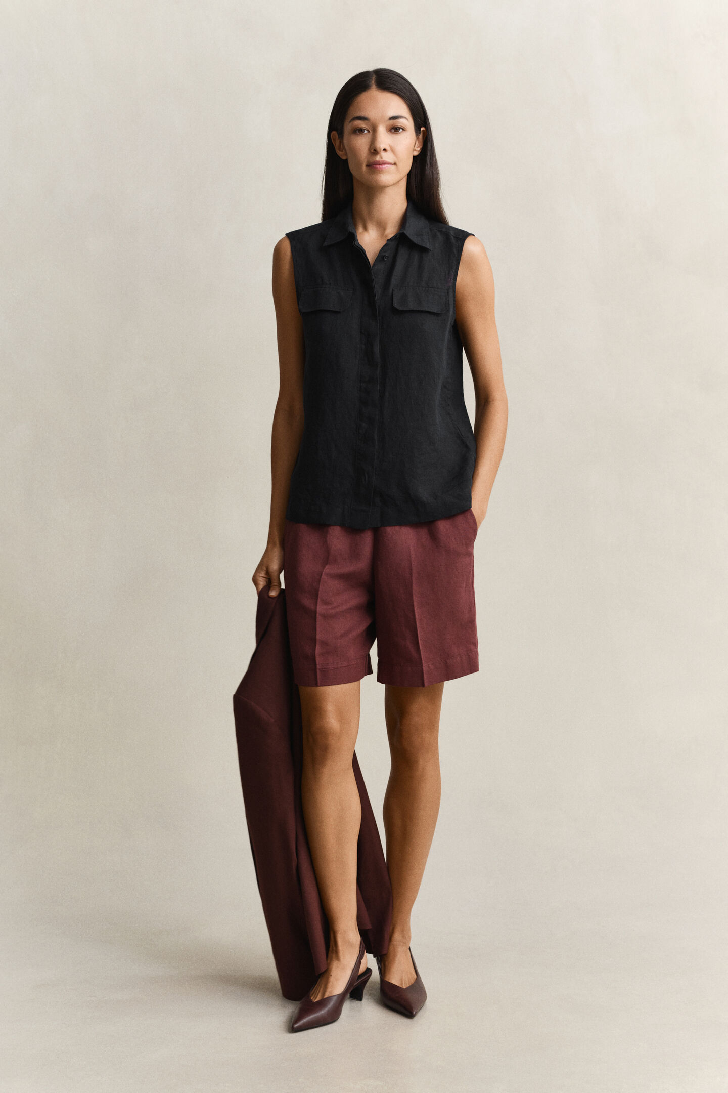 Sleeveless Linen Shirt