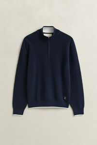 Ribbed Cotton Half-Zip Sweater