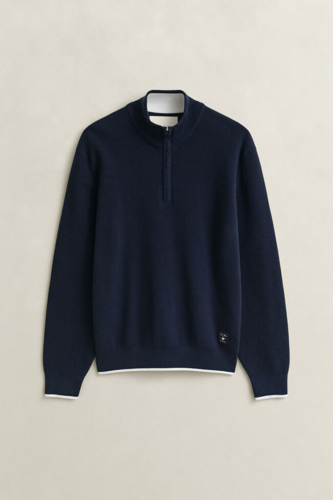 Ribbed Cotton Half-Zip Sweater