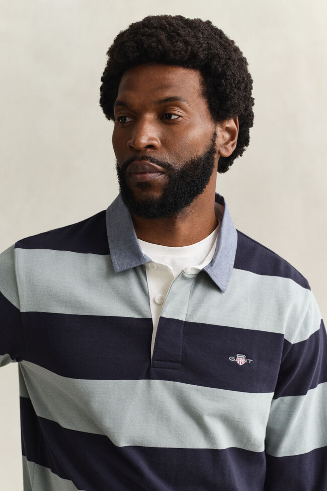 Chambray Collar Striped Heavy Rugger