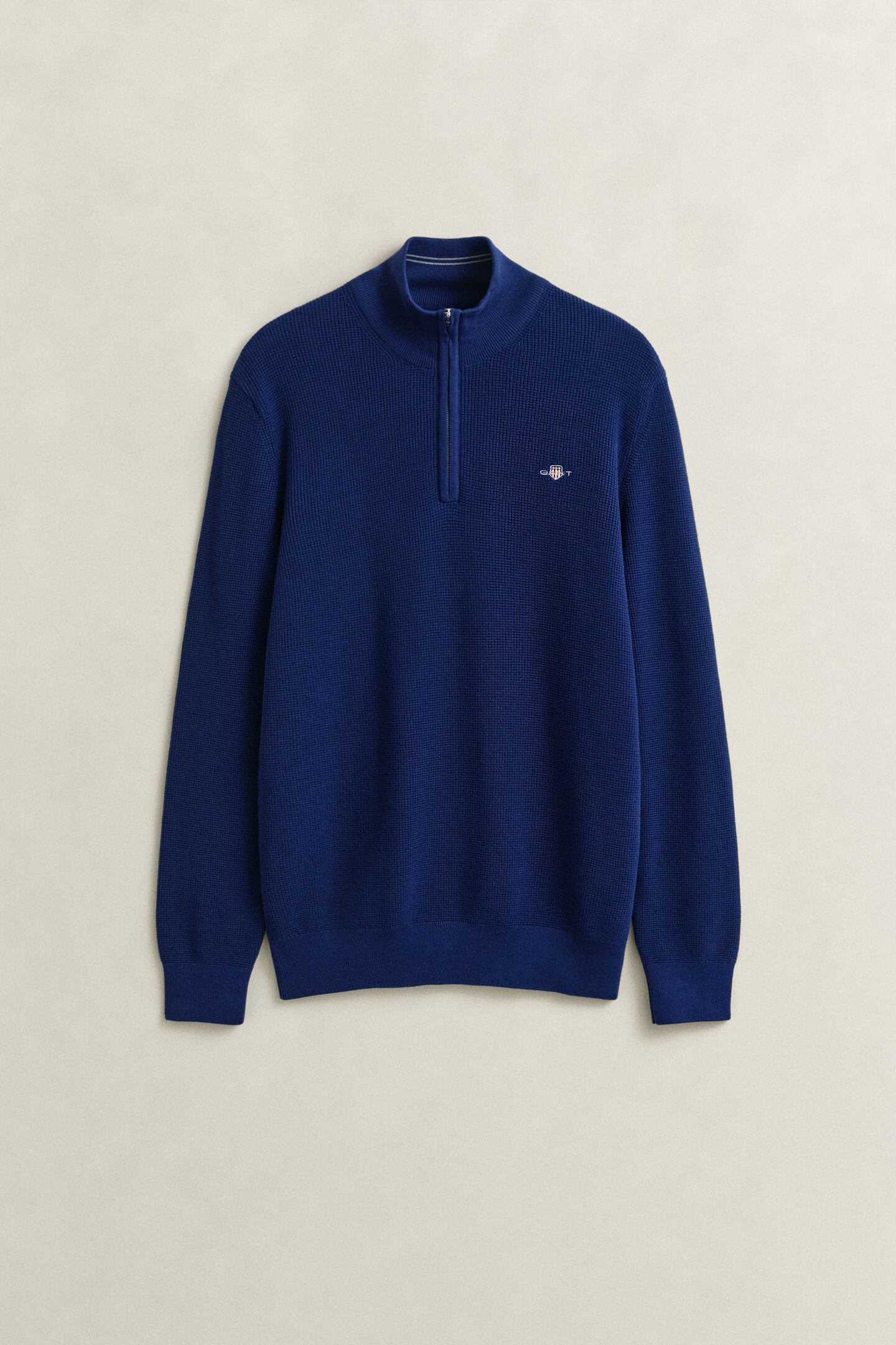 Textured Cotton Half-Zip Sweater