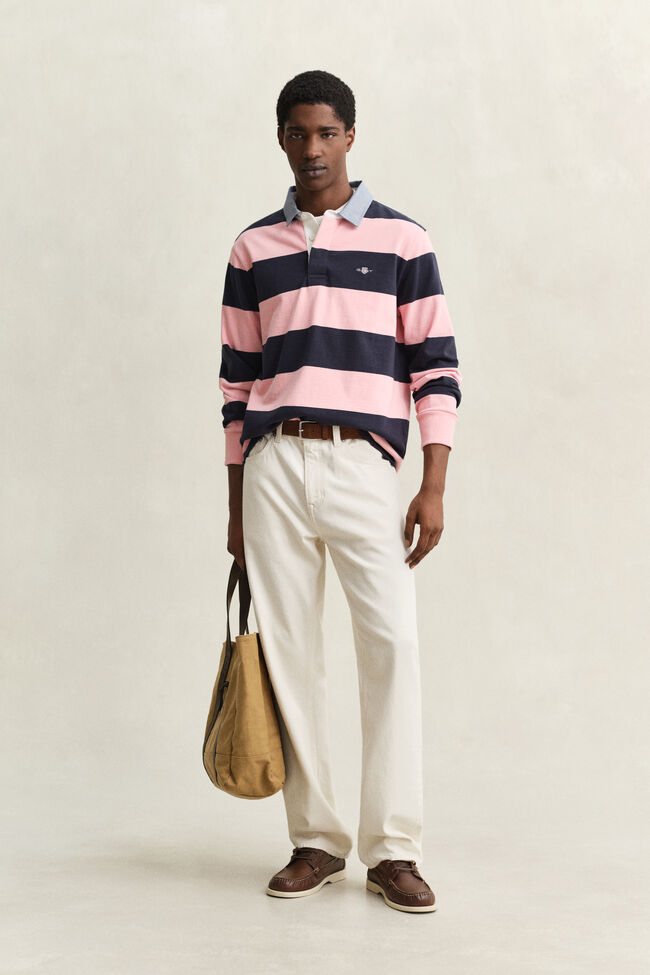 Chambray Collar Striped Heavy Rugger