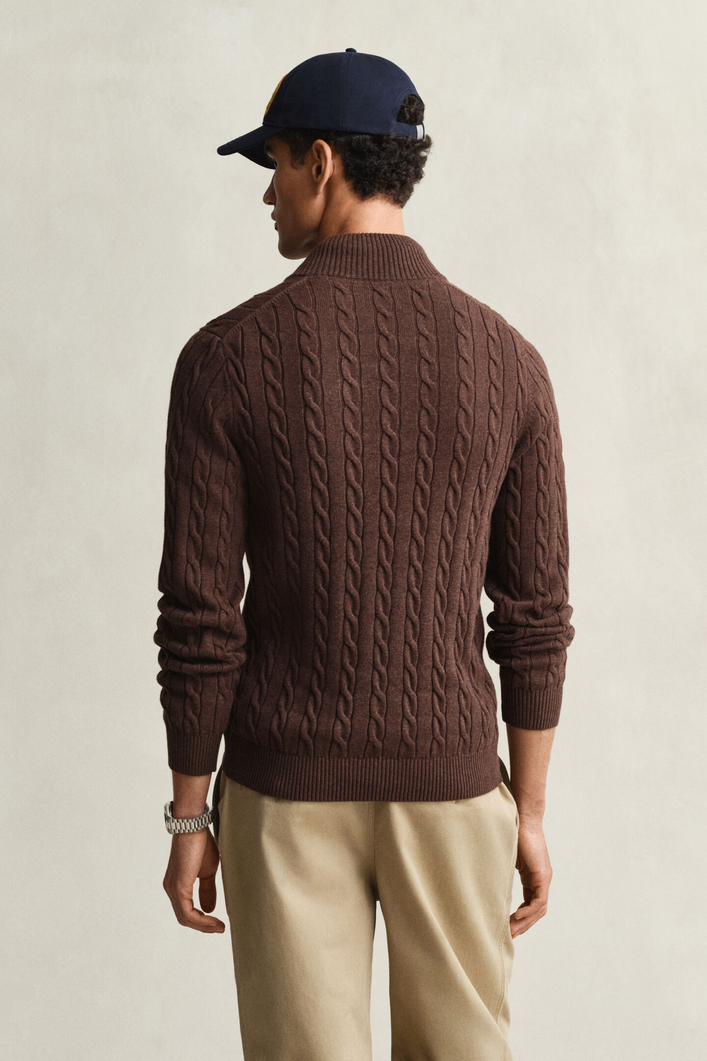 Cotton Cable Knit Half-Zip Sweater