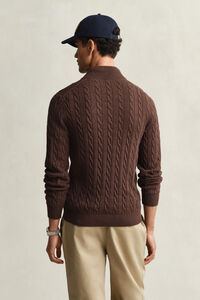 Cotton Cable Knit Half-Zip Sweater