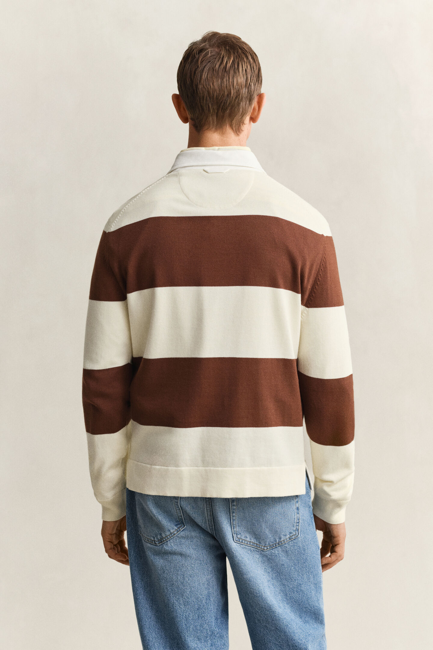 Barstriped Cotton Polo Sweater