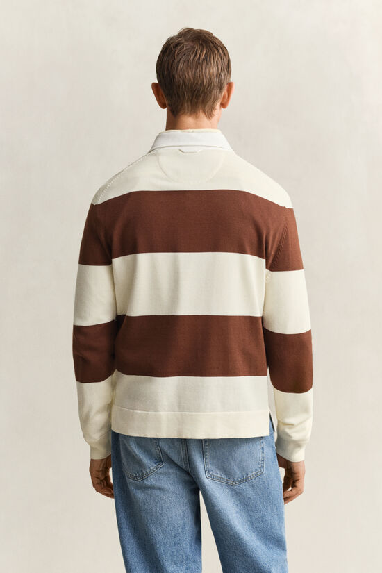 Barstriped Cotton Polo Sweater
