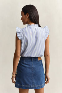Ruffled Striped Cotton Blouse