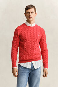 Cotton Cable Knit Crew Neck Sweater